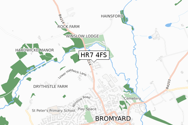 HR7 4FS map - small scale - OS Open Zoomstack (Ordnance Survey)