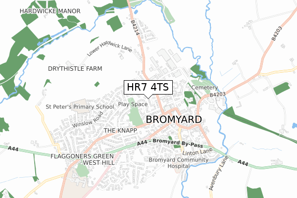 HR7 4TS map - small scale - OS Open Zoomstack (Ordnance Survey)