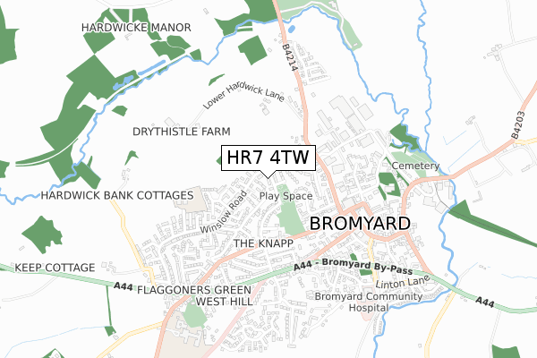 HR7 4TW map - small scale - OS Open Zoomstack (Ordnance Survey)