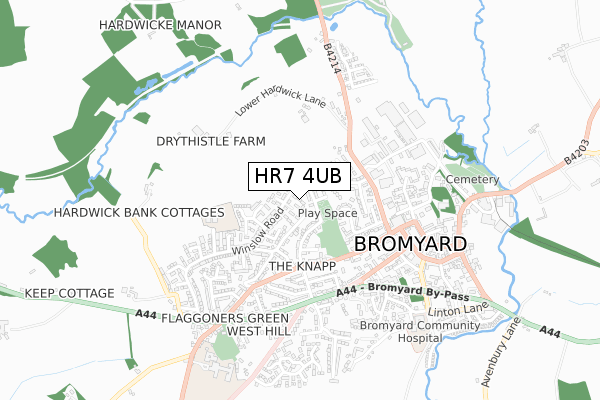 HR7 4UB map - small scale - OS Open Zoomstack (Ordnance Survey)