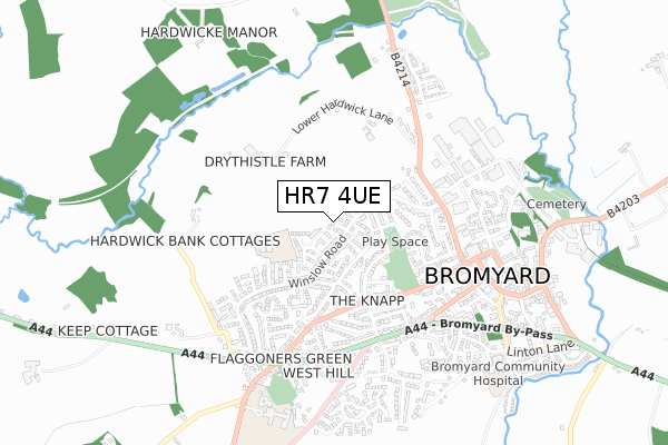 HR7 4UE map - small scale - OS Open Zoomstack (Ordnance Survey)