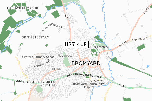 HR7 4UP map - small scale - OS Open Zoomstack (Ordnance Survey)