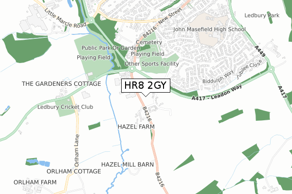 HR8 2GY map - small scale - OS Open Zoomstack (Ordnance Survey)
