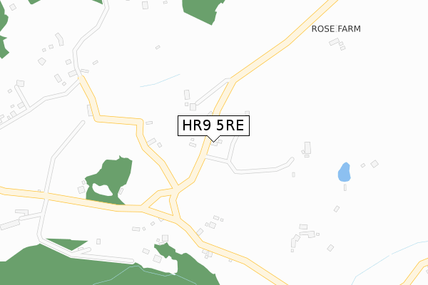 HR9 5RE map - large scale - OS Open Zoomstack (Ordnance Survey)