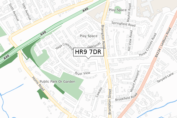 HR9 7DR map - large scale - OS Open Zoomstack (Ordnance Survey)