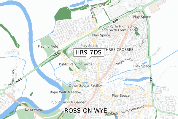 HR9 7DS map - small scale - OS Open Zoomstack (Ordnance Survey)