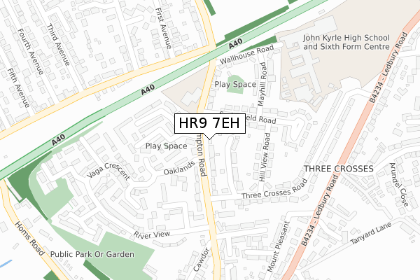 HR9 7EH map - large scale - OS Open Zoomstack (Ordnance Survey)