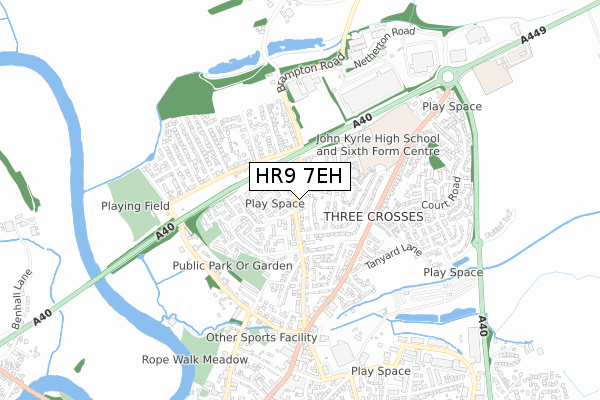 HR9 7EH map - small scale - OS Open Zoomstack (Ordnance Survey)