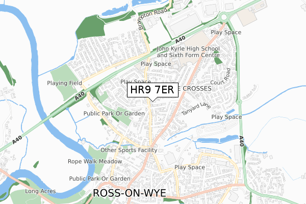 HR9 7ER map - small scale - OS Open Zoomstack (Ordnance Survey)