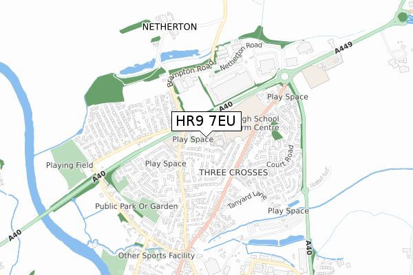 HR9 7EU map - small scale - OS Open Zoomstack (Ordnance Survey)