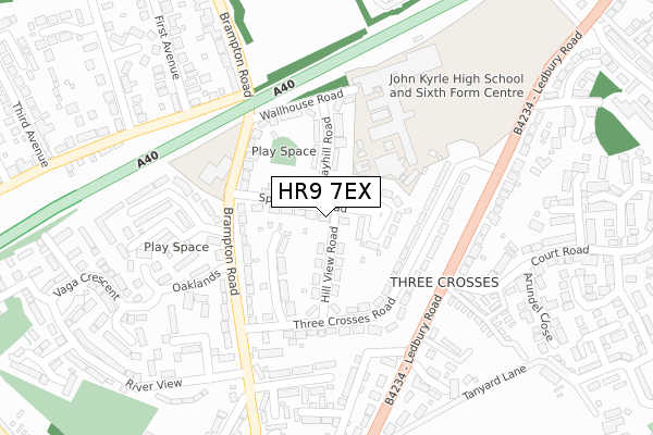 HR9 7EX map - large scale - OS Open Zoomstack (Ordnance Survey)