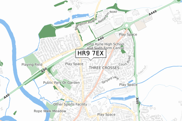 HR9 7EX map - small scale - OS Open Zoomstack (Ordnance Survey)