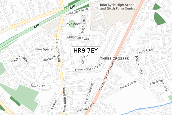 HR9 7EY map - large scale - OS Open Zoomstack (Ordnance Survey)