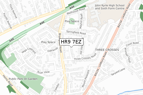 HR9 7EZ map - large scale - OS Open Zoomstack (Ordnance Survey)