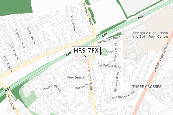 HR9 7FX map - large scale - OS Open Zoomstack (Ordnance Survey)