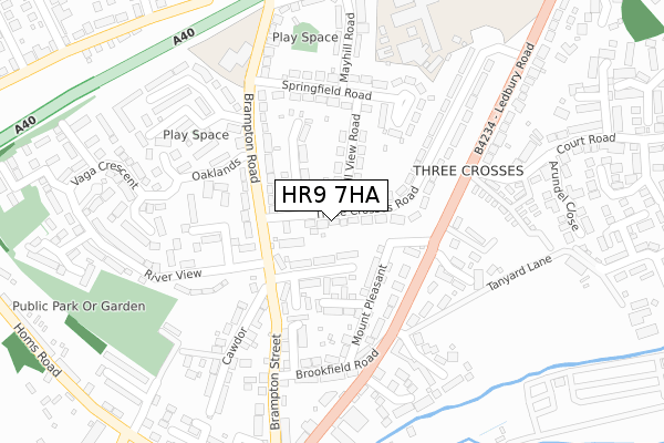 HR9 7HA map - large scale - OS Open Zoomstack (Ordnance Survey)