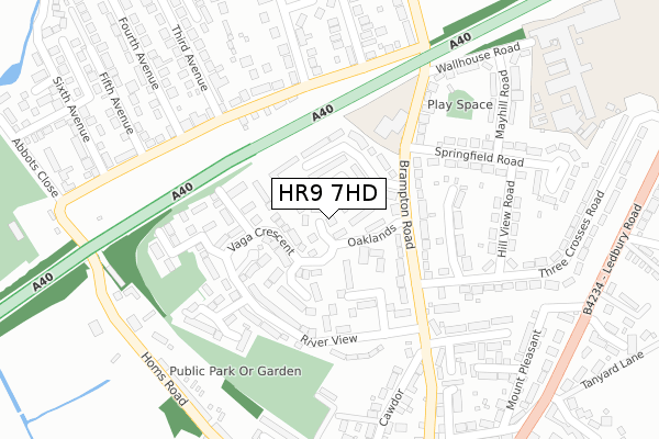 HR9 7HD map - large scale - OS Open Zoomstack (Ordnance Survey)