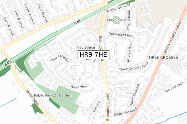 HR9 7HE map - large scale - OS Open Zoomstack (Ordnance Survey)