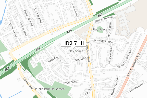 HR9 7HH map - large scale - OS Open Zoomstack (Ordnance Survey)