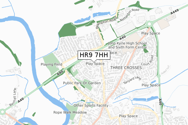 HR9 7HH map - small scale - OS Open Zoomstack (Ordnance Survey)