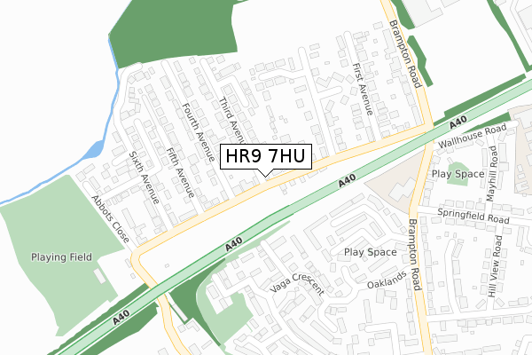 HR9 7HU map - large scale - OS Open Zoomstack (Ordnance Survey)