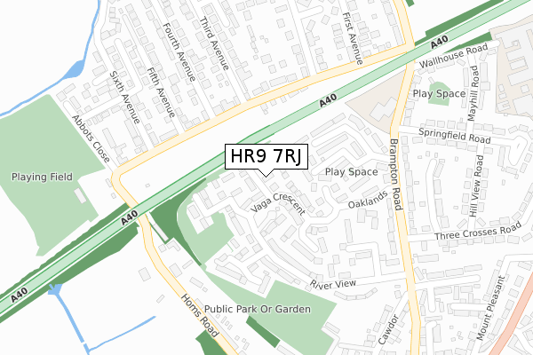 HR9 7RJ map - large scale - OS Open Zoomstack (Ordnance Survey)