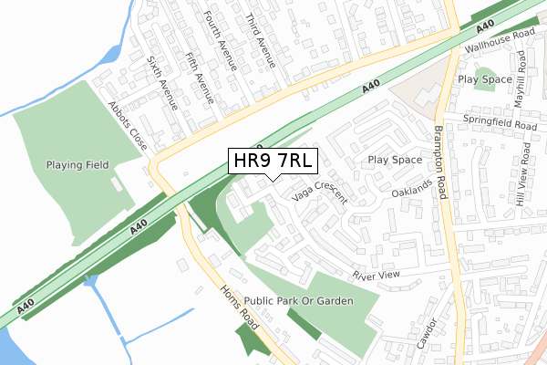HR9 7RL map - large scale - OS Open Zoomstack (Ordnance Survey)