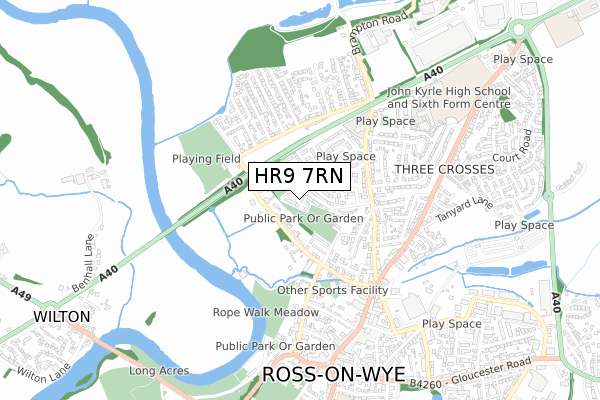 HR9 7RN map - small scale - OS Open Zoomstack (Ordnance Survey)