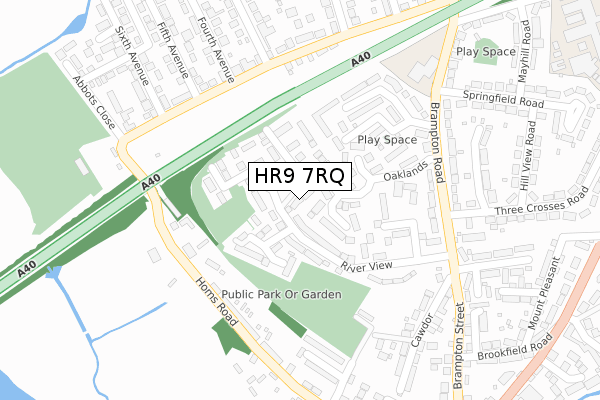 HR9 7RQ map - large scale - OS Open Zoomstack (Ordnance Survey)