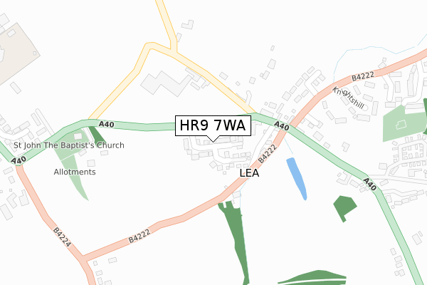 HR9 7WA map - large scale - OS Open Zoomstack (Ordnance Survey)