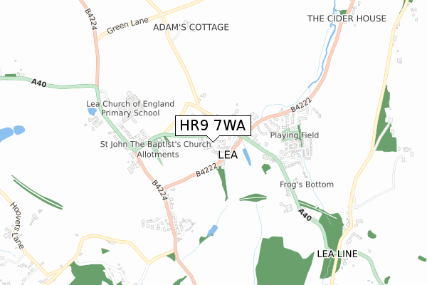 HR9 7WA map - small scale - OS Open Zoomstack (Ordnance Survey)