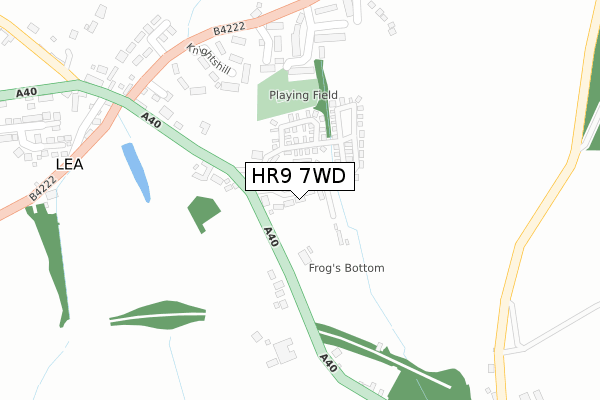 HR9 7WD map - large scale - OS Open Zoomstack (Ordnance Survey)