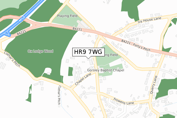 HR9 7WG map - large scale - OS Open Zoomstack (Ordnance Survey)