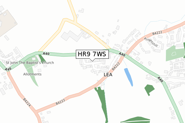 HR9 7WS map - large scale - OS Open Zoomstack (Ordnance Survey)