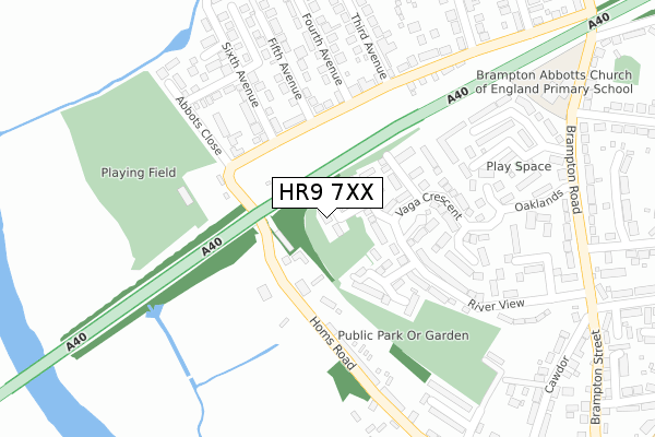 HR9 7XX map - large scale - OS Open Zoomstack (Ordnance Survey)