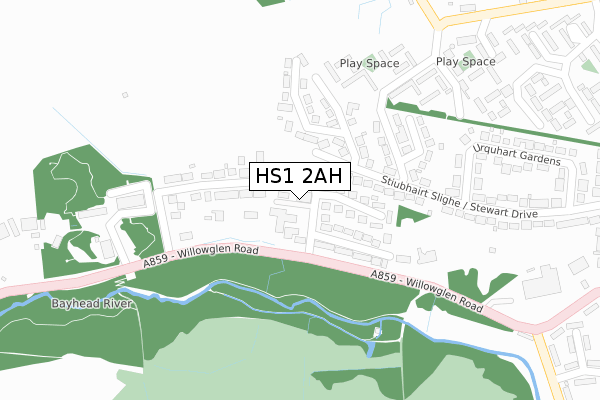 HS1 2AH map - large scale - OS Open Zoomstack (Ordnance Survey)
