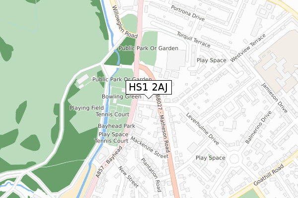 HS1 2AJ map - large scale - OS Open Zoomstack (Ordnance Survey)