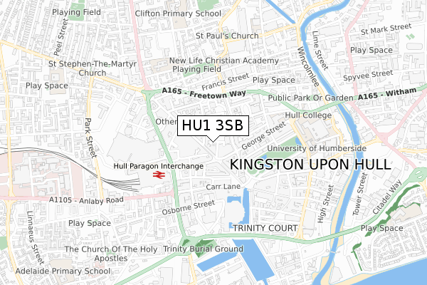 HU1 3SB map - small scale - OS Open Zoomstack (Ordnance Survey) HU1 3SB map - small scale - OS Open Zoomstack (Ordnance Survey)