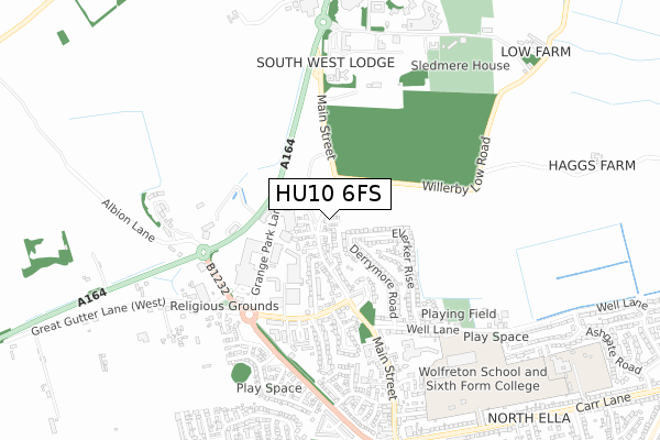 HU10 6FS map - small scale - OS Open Zoomstack (Ordnance Survey)