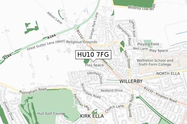 HU10 7FG map - small scale - OS Open Zoomstack (Ordnance Survey)