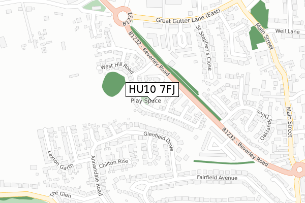 HU10 7FJ map - large scale - OS Open Zoomstack (Ordnance Survey)