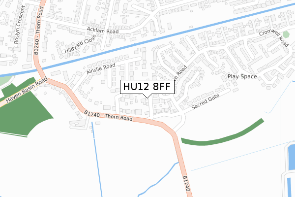 HU12 8FF map - large scale - OS Open Zoomstack (Ordnance Survey)