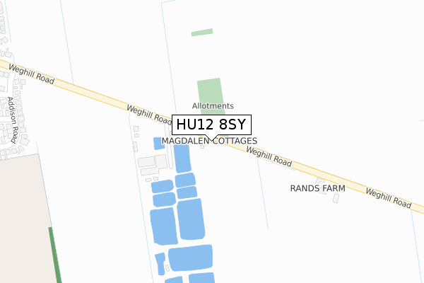 HU12 8SY map - large scale - OS Open Zoomstack (Ordnance Survey)