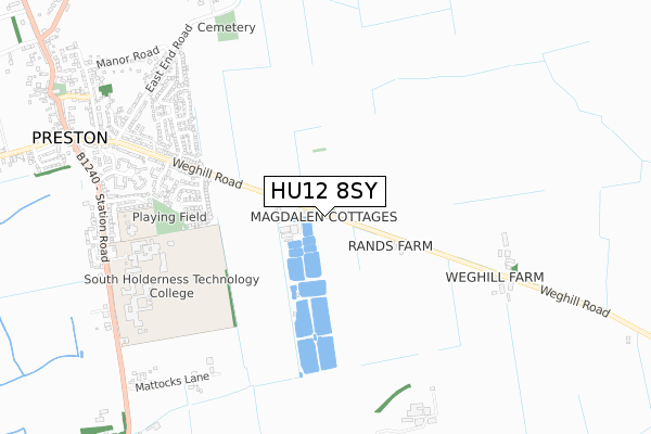 HU12 8SY map - small scale - OS Open Zoomstack (Ordnance Survey)
