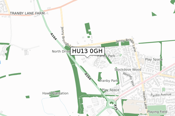 HU13 0GH map - small scale - OS Open Zoomstack (Ordnance Survey)