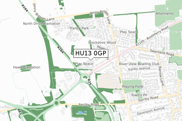 HU13 0GP map - small scale - OS Open Zoomstack (Ordnance Survey)