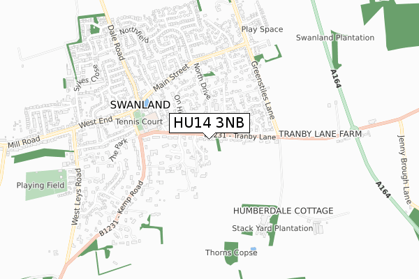 HU14 3NB map - small scale - OS Open Zoomstack (Ordnance Survey)