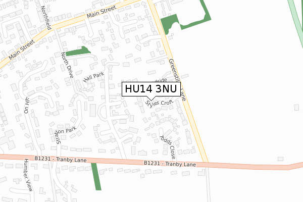 HU14 3NU map - large scale - OS Open Zoomstack (Ordnance Survey)