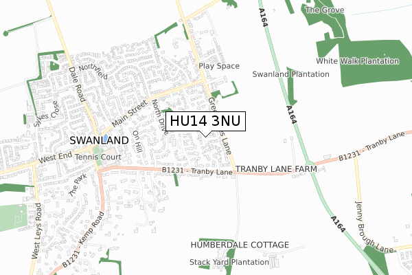 HU14 3NU map - small scale - OS Open Zoomstack (Ordnance Survey)