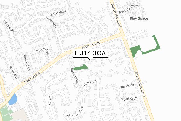 HU14 3QA map - large scale - OS Open Zoomstack (Ordnance Survey)